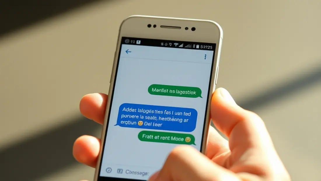 Écran de téléphone avec un message avec des émoticônes.
